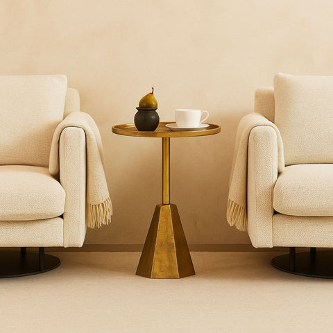 Geometric Gold Finish Metal End Table
