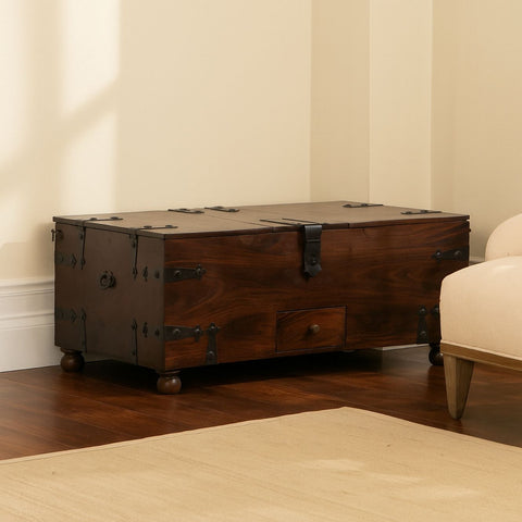 Tahoe Rustic Sheesham Wood Cocktail Trunk