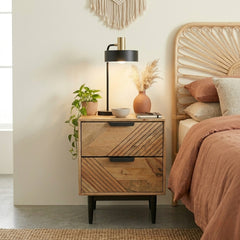 Edra 2-Drawer Bedside Table in Light Mango Wood