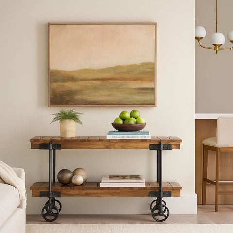 Industrial Rustic Mango Wood Two-Tier Trolley Table
