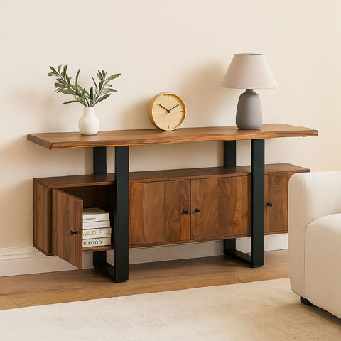 Modern Industrial Sheesham Wood Media Unit