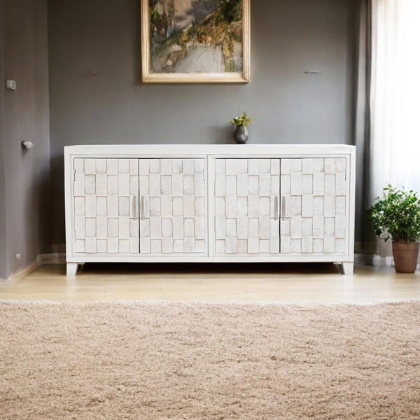 FS  Alabaster Mosaic 4 Door Sideboard, Solid Wood
