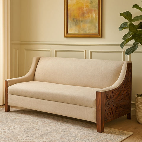 Savitri Sheesham Wood 3 Seater Sofa