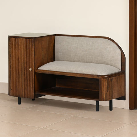 Wooden Shoe Rack with Cushioned Seat & Back