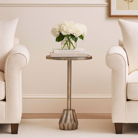 Industrial Style Metal Accent End Table