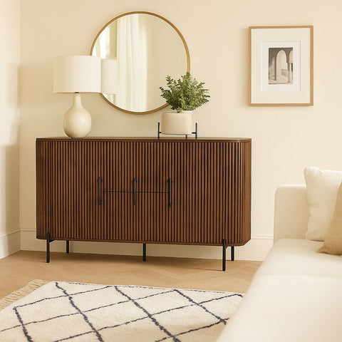 Reed Mango Wood Sideboard with Metal Legs
