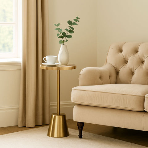 Luxora Metal End Table with Agate Stone Top