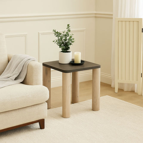 Oak Wood Lamp Table with Black Top