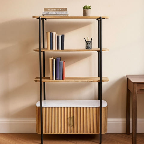 Karlen Mango Wood & Marble Bookshelf