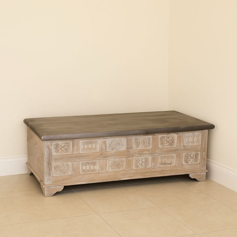 Print Block Rustic Trunk with Galvanized Top