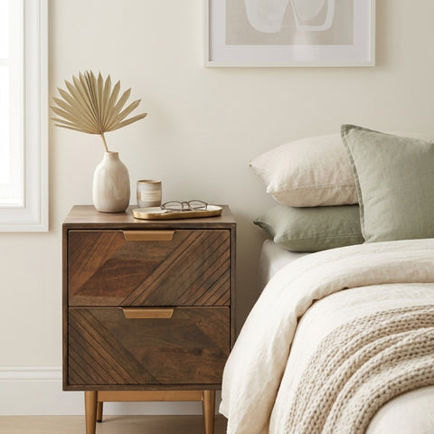 Edra 2-Drawer Bedside Table in Dark Mango Wood