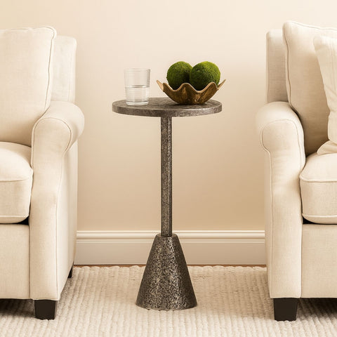 Rustic-Industrial Round Metal End Table