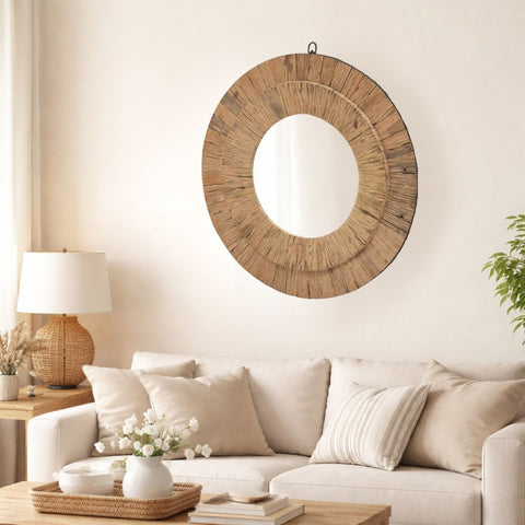 Reclaimed Wood Mirror Frame - Vintage Wall Mirror in Natural Finish