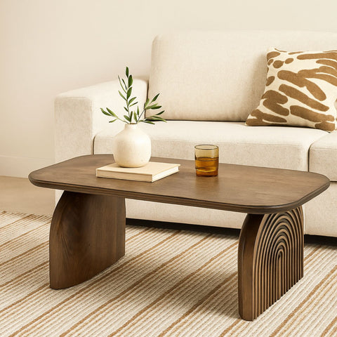 Derryn Coffee Table with Sculpted Wooden Legs