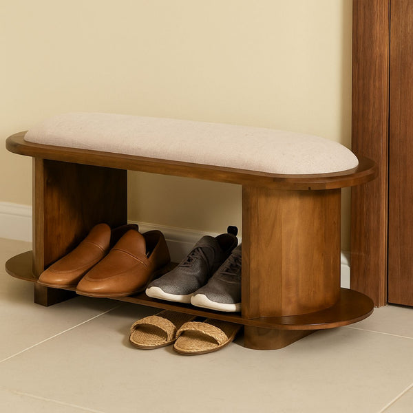 Wooden Shoe Rack with Cushion Seat