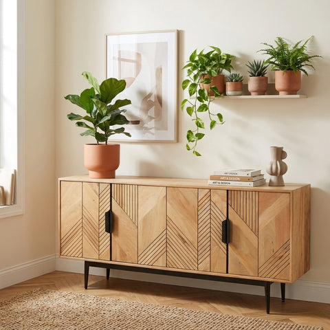 Edra Light Mango Wood 4-Door Sideboard