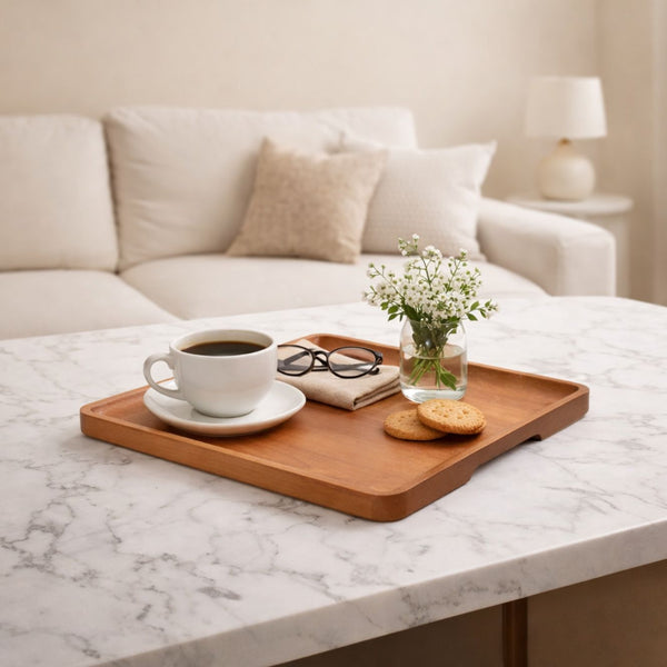 Zenith Solid Mango Wood Rectangular Serving Tray - Large