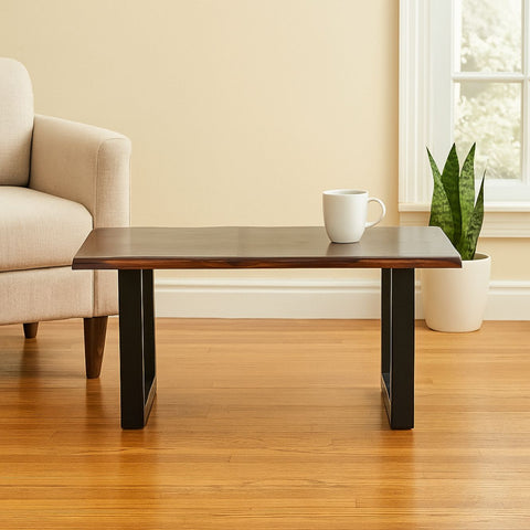 Sheesham Wood Coffee Table with Sleek Metal Legs