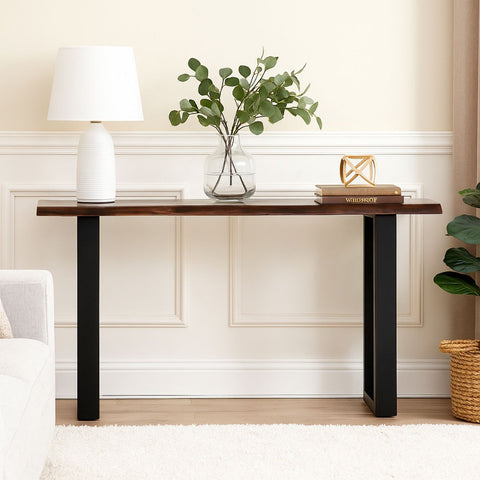 Sheesham Wood Console Table with Sleek Metal Legs
