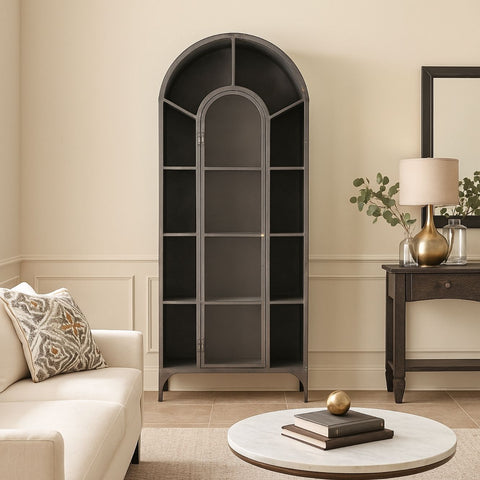 Donlin Tall Metal & Glass Cabinet