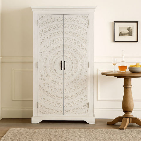 Carved Lace Bar Cabinet