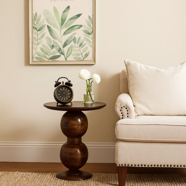 Modern Sculptural Wooden End Table