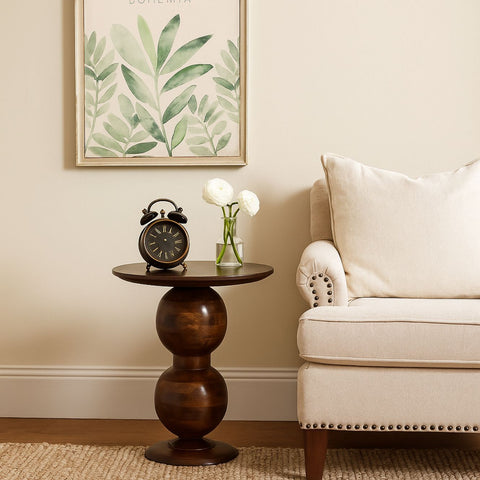 Modern Sculptural Wooden End Table