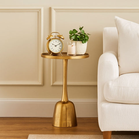 Sculptural Gold Finish End Table