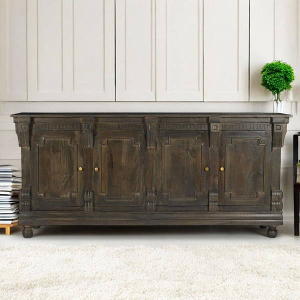 FS Mango Wood Geometric Palettes Tobias 4 Door Sideboard, Mango Wood