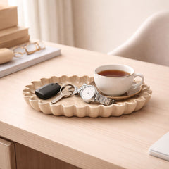 Hand-Carved Sunburst Mango Wood Tray - Large