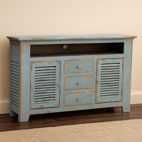 Esteban Distressed Blue 4 Door Sideboard