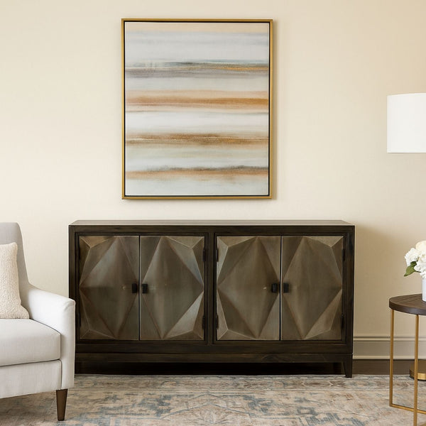 Contemporary Classical Mango Wood & Iron Sideboard