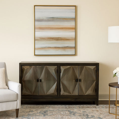 Contemporary Classical Mango Wood & Iron Sideboard