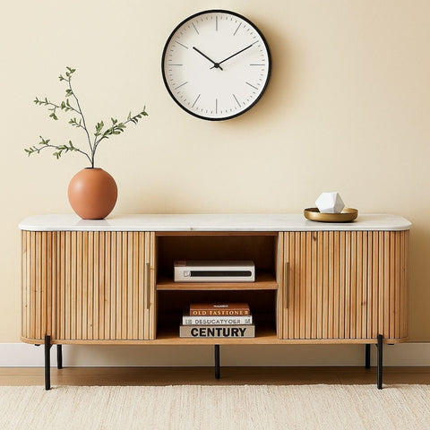 Karlen Mango Wood & Marble Top TV Unit