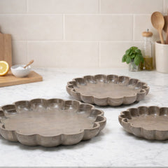 Scalloped Edge Solid Mango Wood  Tray - Large