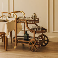 Aurelius Mango Wood & Metal Wheel Serving Trolley