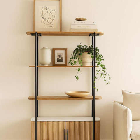 Karlen Mango Wood & Marble Bookshelf