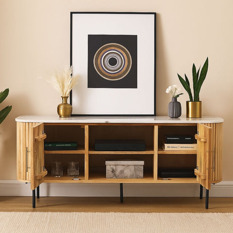 Karlen Mango Wood & Marble Top TV Unit