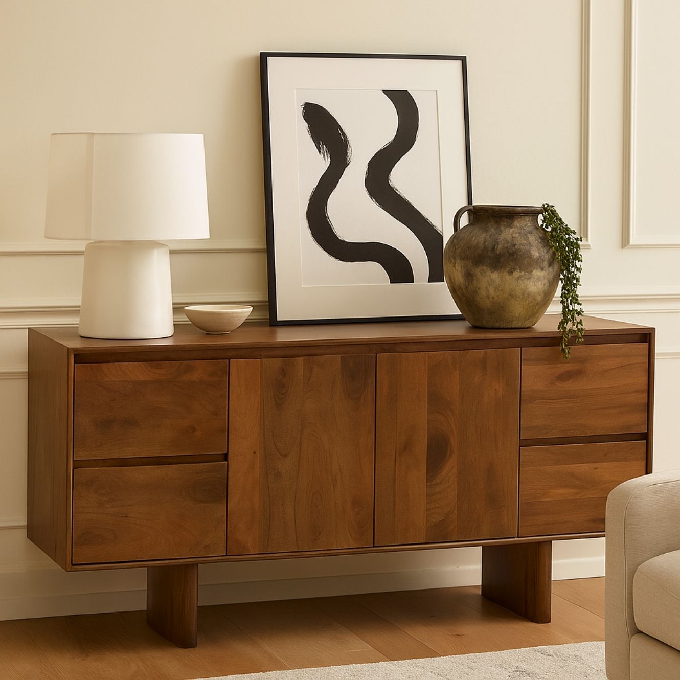 Contemporary Mango Wood Sideboard