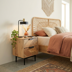 Edra 2-Drawer Bedside Table in Light Mango Wood