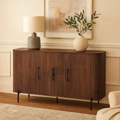 Reed Mango Wood Sideboard with Metal Legs