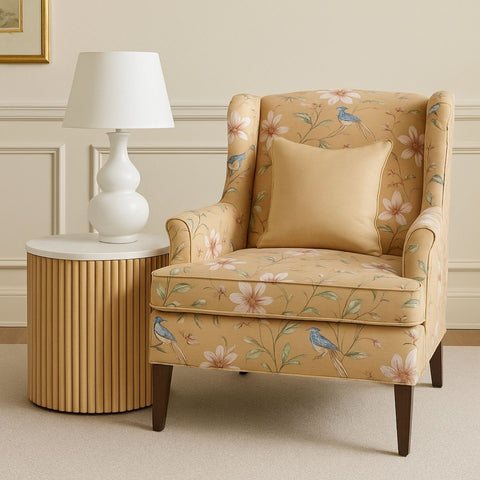 Karlen Round Side Table – Mango Wood & Marble