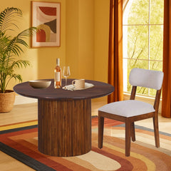 Karlen Wooden Round Table – Contemporary Fluted Base Design