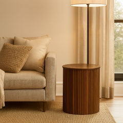 Fluted Solid Wood Round End Table