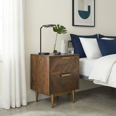 Edra 2-Drawer Bedside Table in Dark Mango Wood