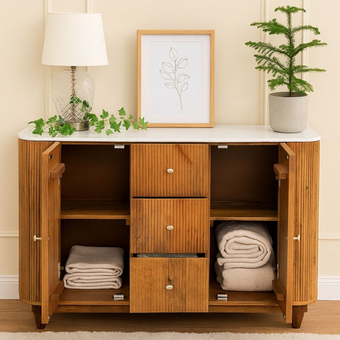 Rustic Pelle Marble Top Sideboard