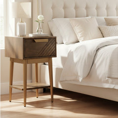Edra 1-Drawer Bedside Table in Dark Mango Wood
