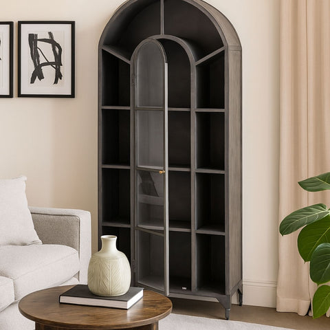 Donlin Tall Metal & Glass Cabinet