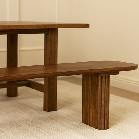 Fluted Leg Vintage Dining Bench