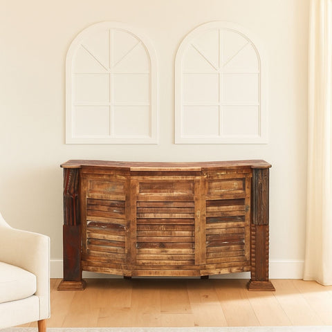 Sawan Rustic Mango Wood Shutter-Front Bar